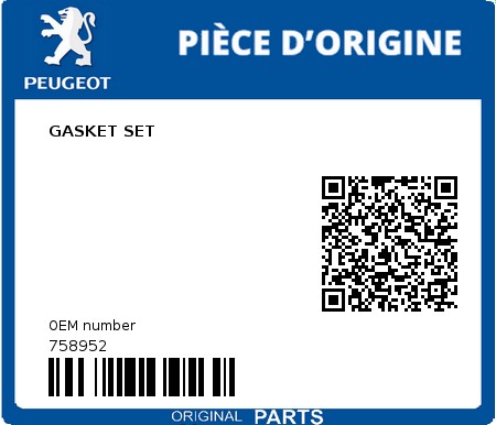 Product image: Peugeot - 758952 - GASKET SET  0