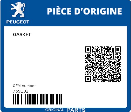 Product image: Peugeot - 759132 - GASKET  0