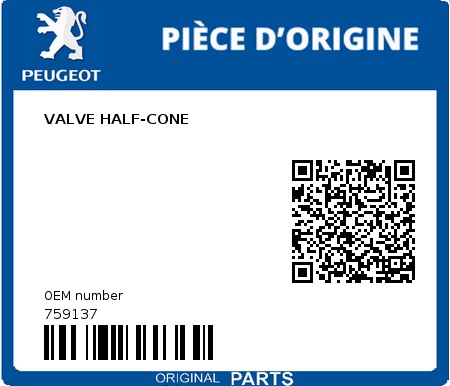Product image: Peugeot - 759137 - VALVE HALF-CONE  0