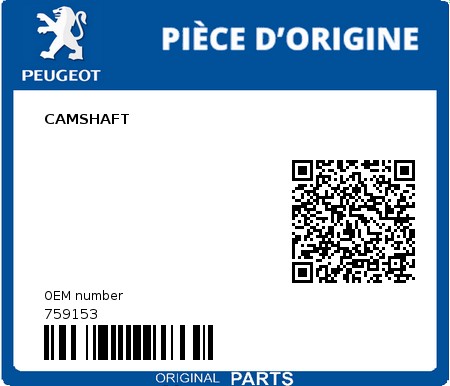 Product image: Peugeot - 759153 - CAMSHAFT  0