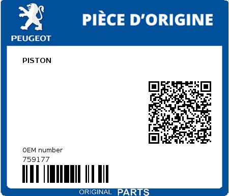 Product image: Peugeot - 759177 - PISTON  0