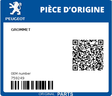 Product image: Peugeot - 759249 - GROMMET  0
