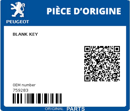 Product image: Peugeot - 759283 - BLANK KEY  0