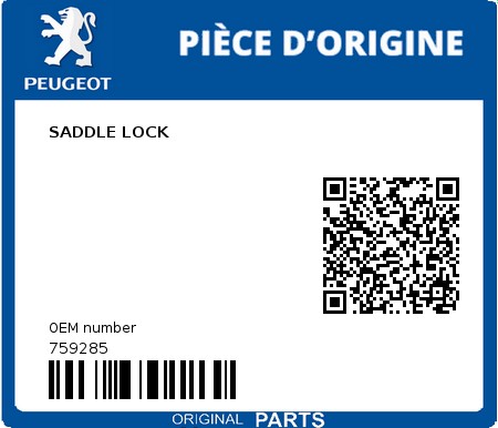 Product image: Peugeot - 759285 - SADDLE LOCK  0