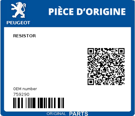 Product image: Peugeot - 759290 - RESISTOR  0