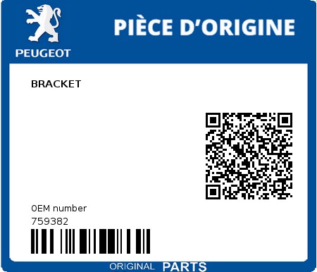 Product image: Peugeot - 759382 - BRACKET  0