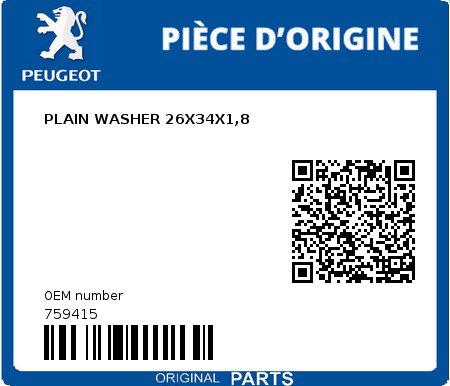 Product image: Peugeot - 759415 - PLAIN WASHER 26X34X1,8  0