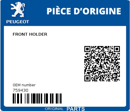 Product image: Peugeot - 759430 - FRONT HOLDER  0