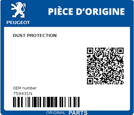 Product image: Peugeot - 759431N - DUST PROTECTION  0
