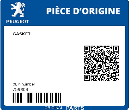 Product image: Peugeot - 759603 - GASKET  0