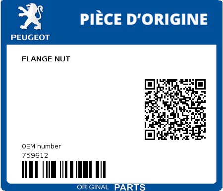 Product image: Peugeot - 759612 - FLANGE NUT  0