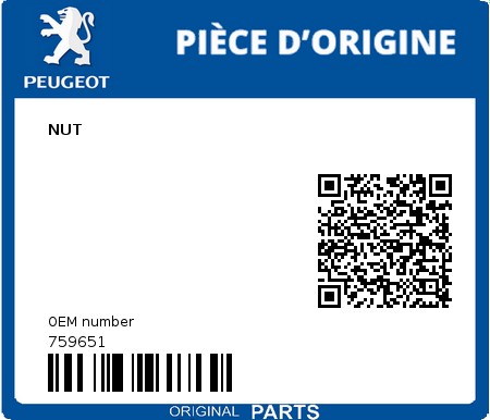 Product image: Peugeot - 759651 - NUT  0