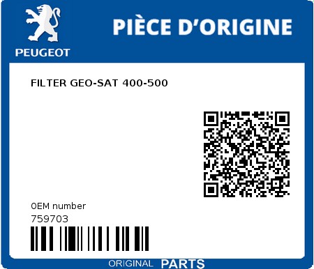 Product image: Peugeot - 759703 - FILTER GEO-SAT 400-500  0