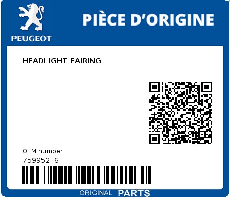 Product image: Peugeot - 759952F6 - HEADLIGHT FAIRING  0