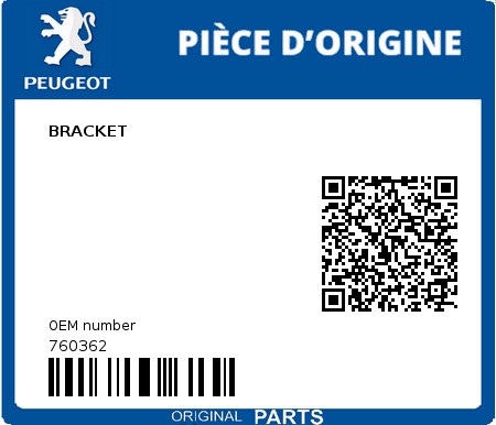 Product image: Peugeot - 760362 - BRACKET  0