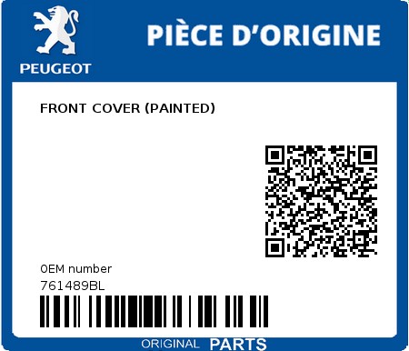 Product image: Peugeot - 761489BL - FRONT COVER (PAINTED)  0