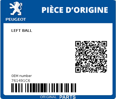 Product image: Peugeot - 761491C6 - LEFT BALL  0