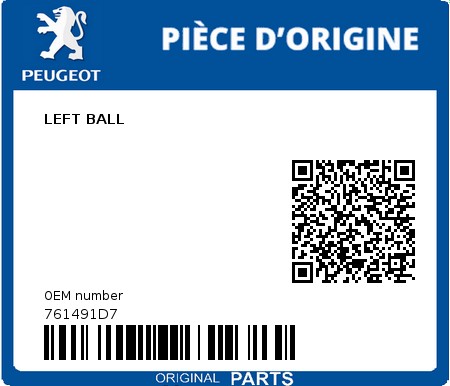 Product image: Peugeot - 761491D7 - LEFT BALL  0