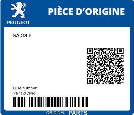 Product image: Peugeot - 761527PB - SADDLE  0