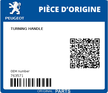 Product image: Peugeot - 763571 - TURNING HANDLE  0