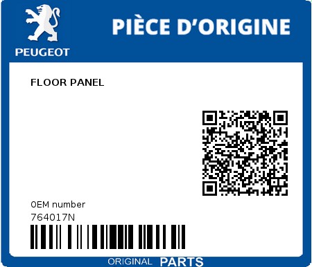 Product image: Peugeot - 764017N - FLOOR PANEL  0
