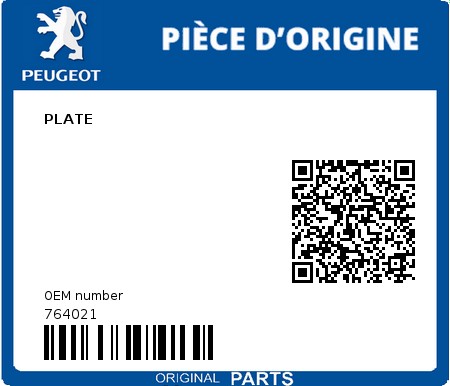 Product image: Peugeot - 764021 - PLATE  0