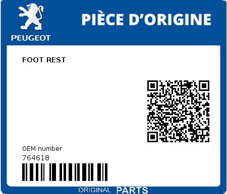 Product image: Peugeot - 764618 - FOOT REST  0