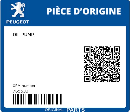 Product image: Peugeot - 765533 - OIL PUMP  0