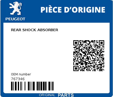 Product image: Peugeot - 767346 - REAR SHOCK ABSORBER  0