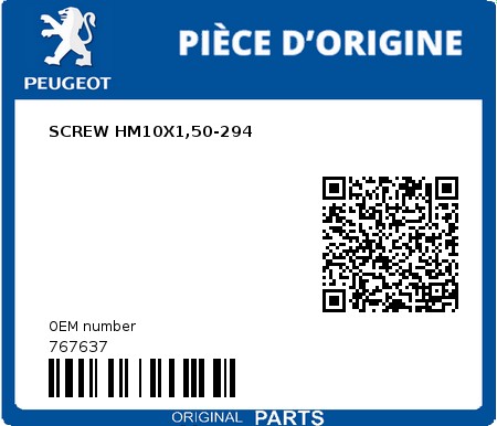 Product image: Peugeot - 767637 - SCREW HM10X1,50-294  0