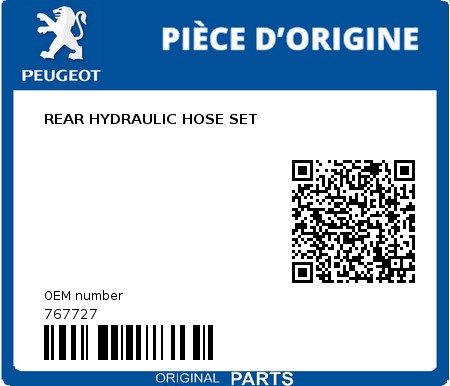 Product image: Peugeot - 767727 - REAR HYDRAULIC HOSE SET  0