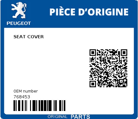 Product image: Peugeot - 768453 - SEAT COVER  0