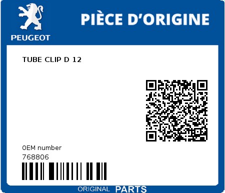 Product image: Peugeot - 768806 - TUBE CLIP D 12  0