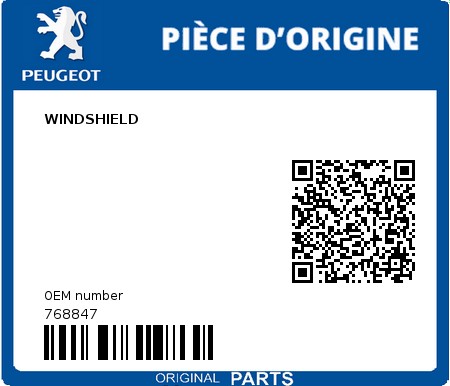 Product image: Peugeot - 768847 - WINDSHIELD  0
