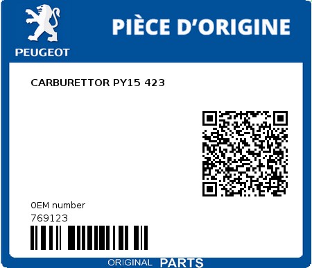 Product image: Peugeot - 769123 - CARBURETTOR PY15 423  0