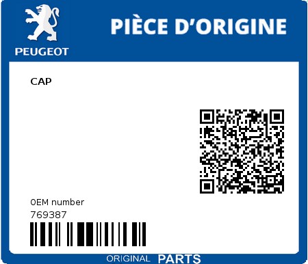 Product image: Peugeot - 769387 - CAP  0