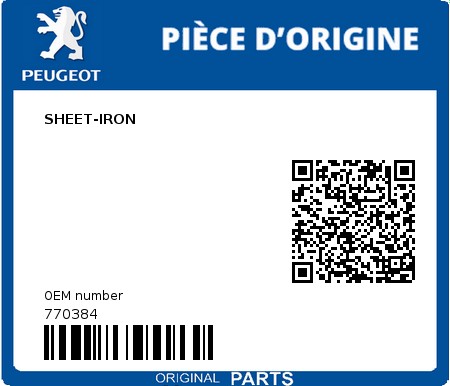Product image: Peugeot - 770384 - SHEET-IRON  0