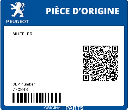 Product image: Peugeot - 770848 - MUFFLER  0