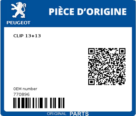 Product image: Peugeot - 770896 - CLIP 13+13  0