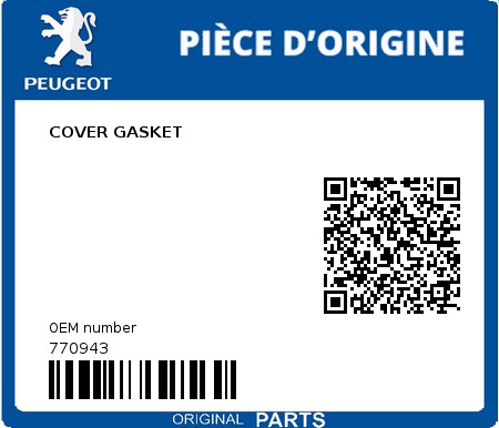 Product image: Peugeot - 770943 - COVER GASKET  0