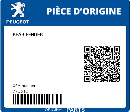 Product image: Peugeot - 771513 - REAR FENDER  0
