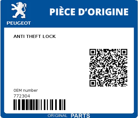 Product image: Peugeot - 772304 - ANTI THEFT LOCK  0