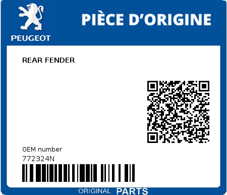 Product image: Peugeot - 772324N - REAR FENDER  0