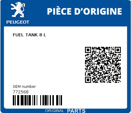 Product image: Peugeot - 772568 - FUEL TANK 8 L  0