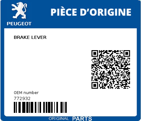 Product image: Peugeot - 772932 - BRAKE LEVER  0