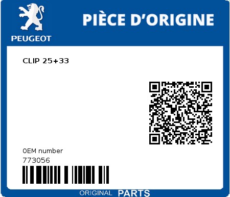 Product image: Peugeot - 773056 - CLIP 25+33  0