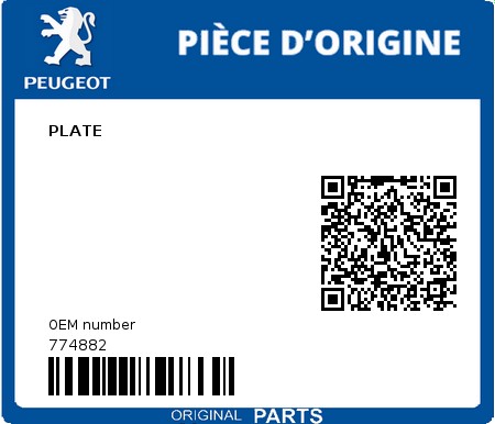 Product image: Peugeot - 774882 - PLATE  0