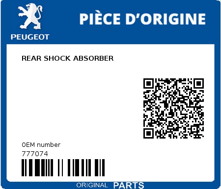 Product image: Peugeot - 777074 - REAR SHOCK ABSORBER  0