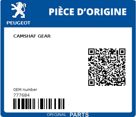 Product image: Peugeot - 777684 - CAMSHAF GEAR  0