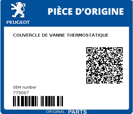 Product image: Peugeot - 779067 - COUVERCLE DE VANNE THERMOSTATIQUE  0